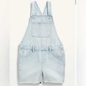 Old Navy Light-Wash Frayed-Hem Jean Overalls